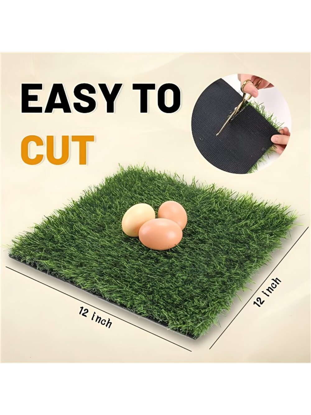 Chicken Nesting Pads Set, 3 Pack 12" x 12" Turf Squares Mat Nest Box Bedding
